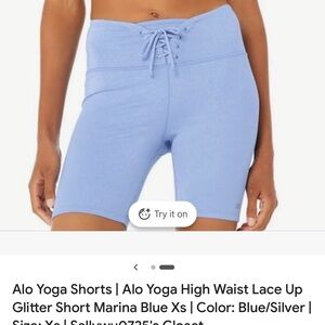 ALO Yoga High Waist Lace-Up Shorts - Light Blue